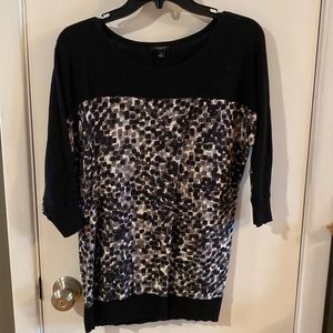 Black and White 3/4 Sleeve Ann Taylor Sweater